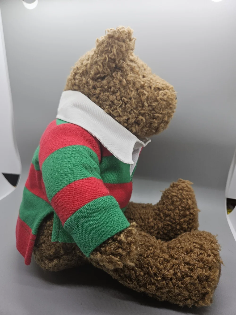 2005 Ralph Lauren Teddy Bear Plush Green Red Rugby Stripe Polo Shirt 14